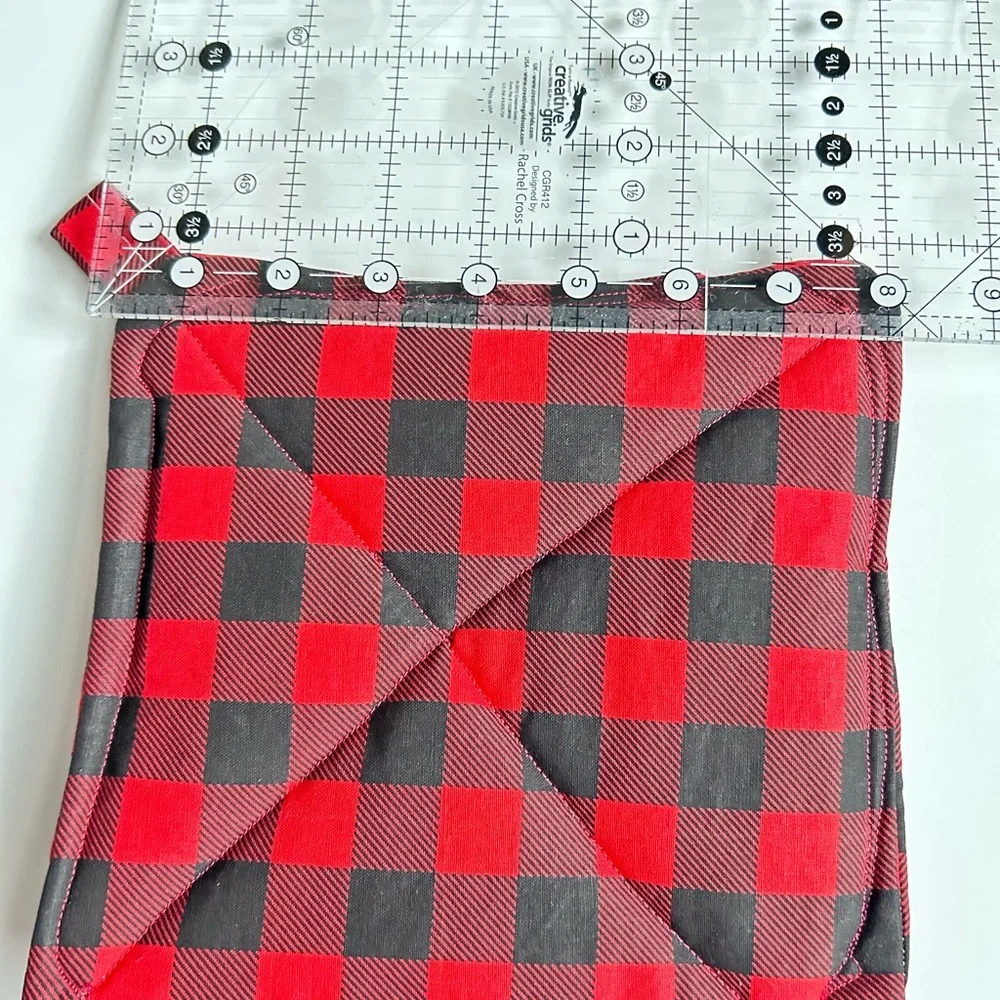 Hand Crafted Red and Black Buffalo Plaid Pot Holders Fabric Hot Mat Trivet